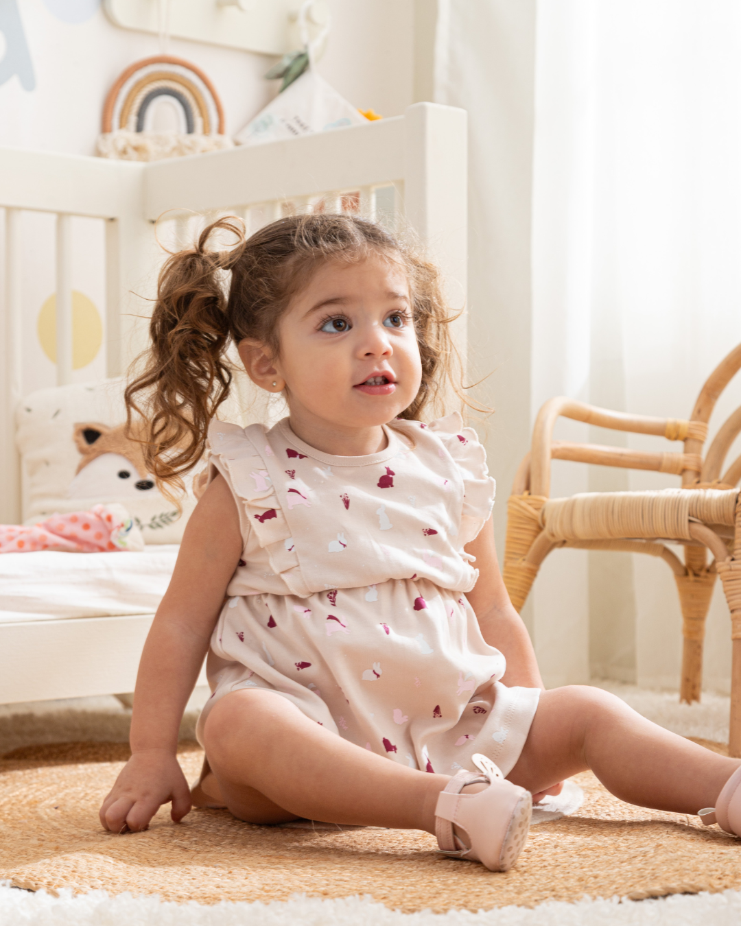 Bunnies فستان بيبي بناتي قطن