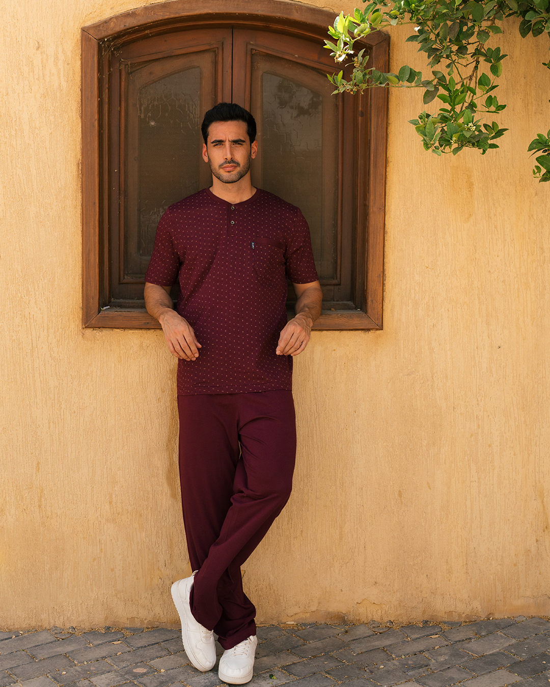 Men's pajamas, half-sleeve T-shirt and Sambox printed trousers