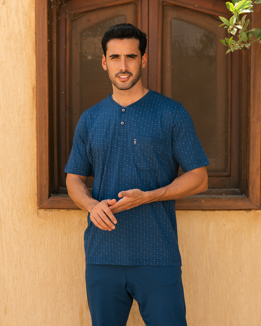 Men's pajamas, half-sleeve T-shirt and Sambox printed trousers