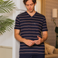 Men's pajamas, half sleeve T-shirt and striped printed trousers
