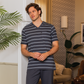 Men's pajamas, half sleeve T-shirt and striped printed trousers