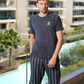 Men's pajamas, half-sleeved T-shirt and striped shorts 1