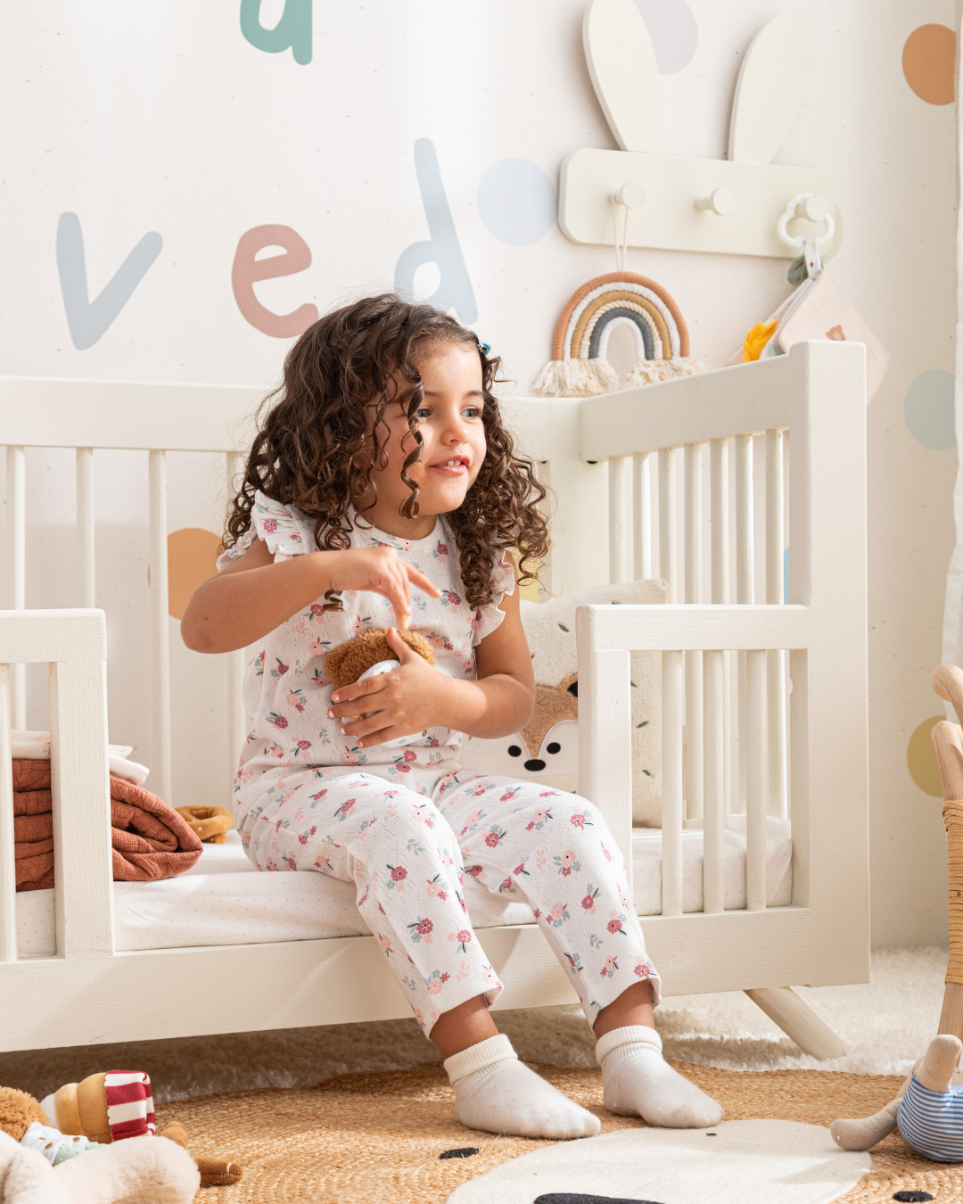 Pointelle flowerبيجاما بيبي بناتي مطبوع