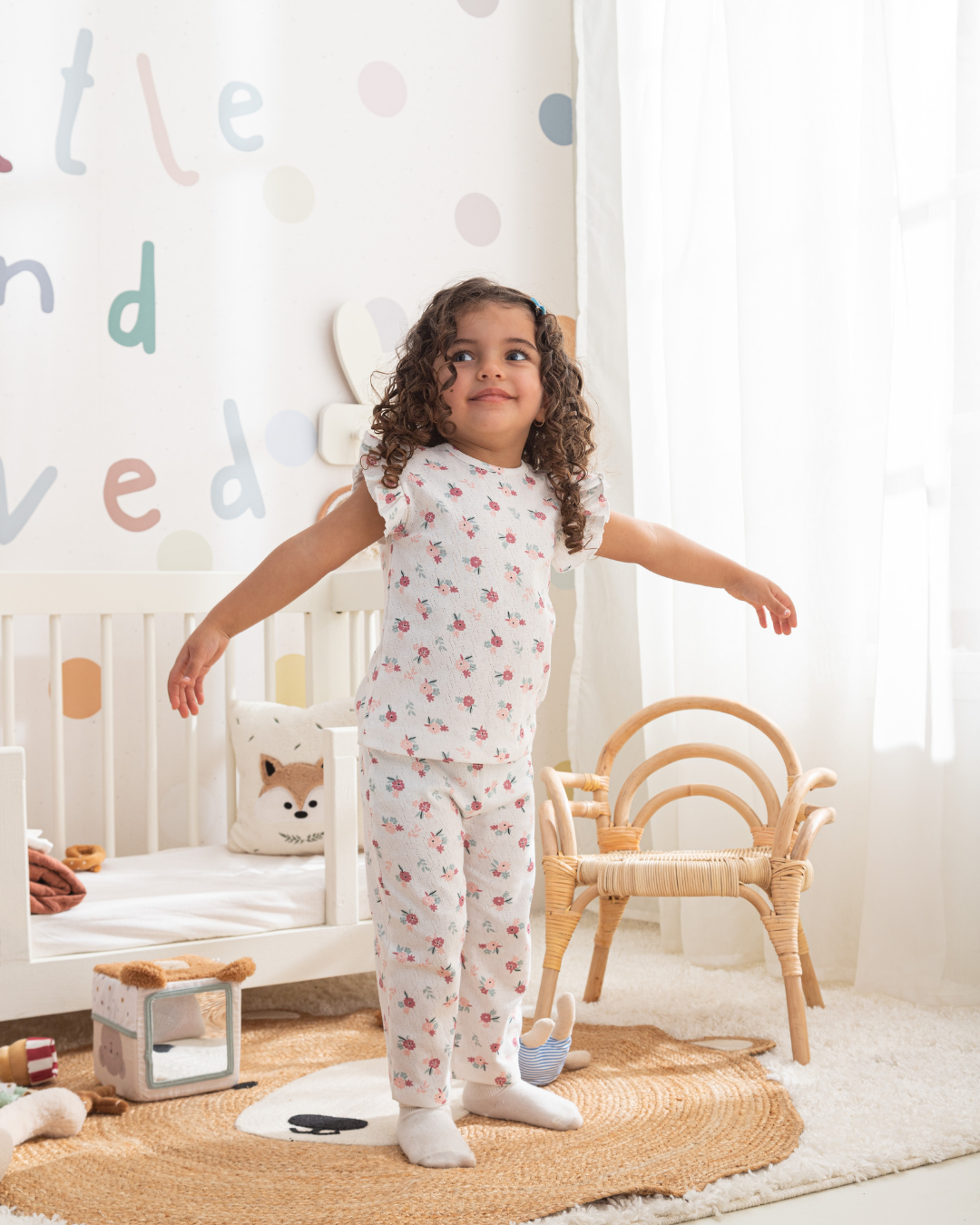 Pointelle flowerبيجاما بيبي بناتي مطبوع