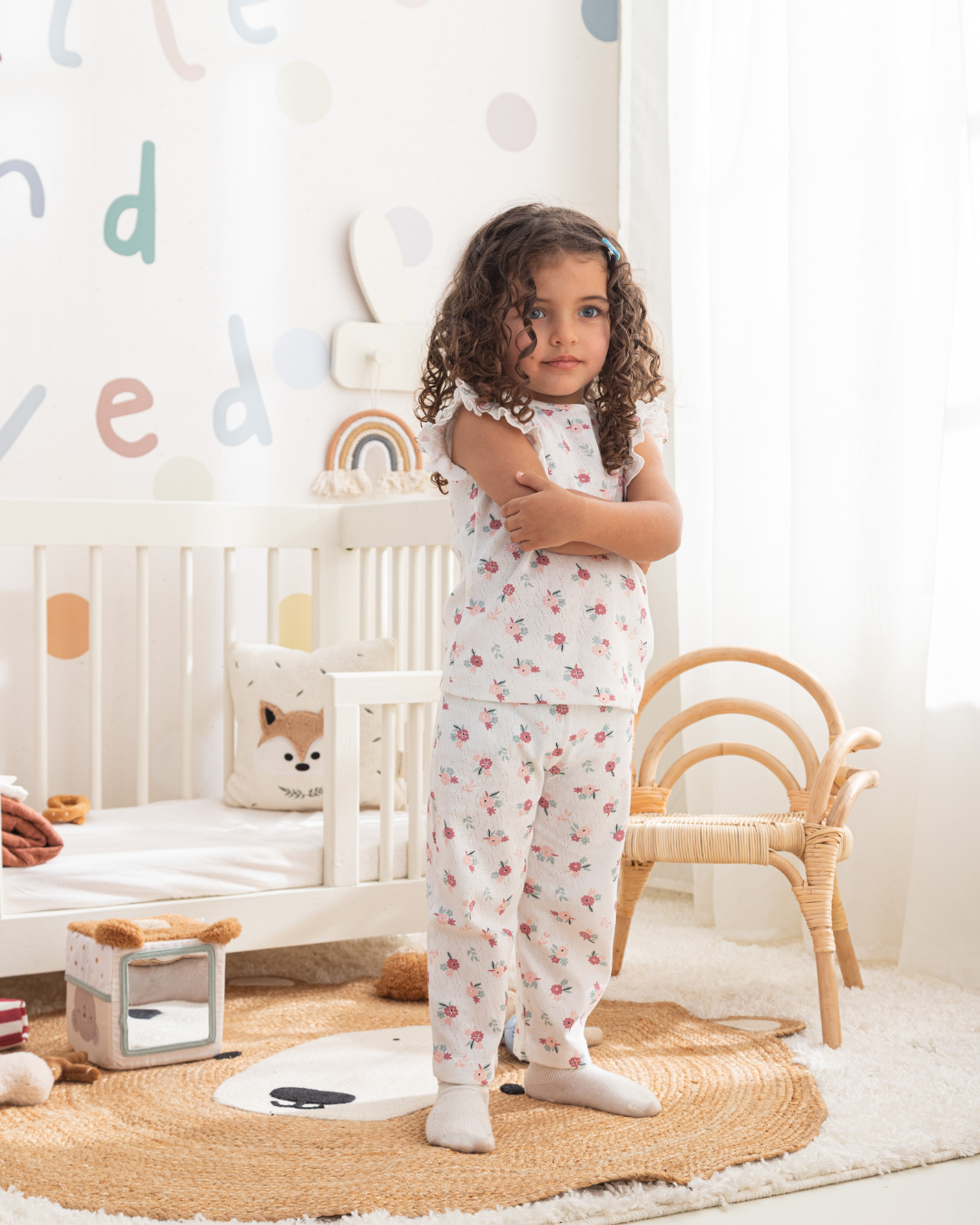 Pointelle flowerبيجاما بيبي بناتي مطبوع