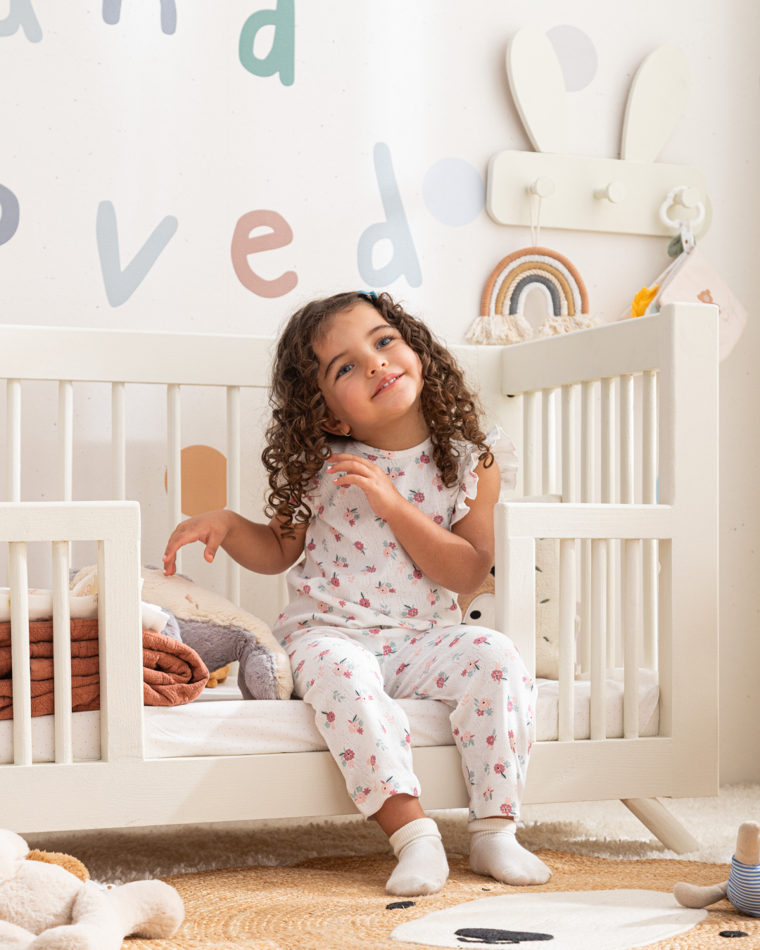 Pointelle flowerبيجاما بيبي بناتي مطبوع