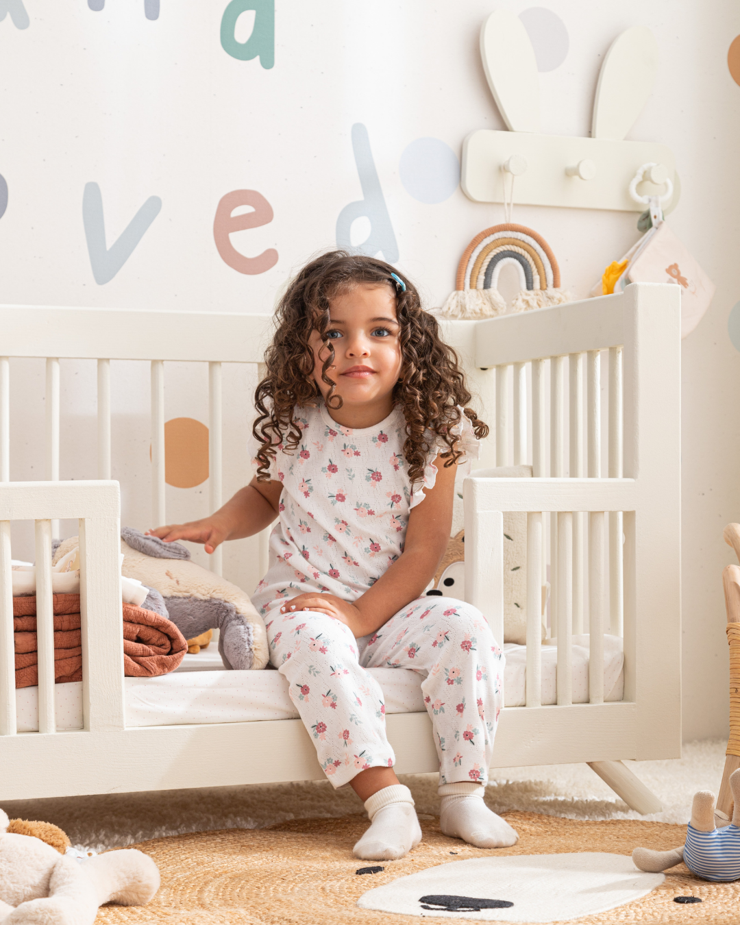 Pointelle flowerبيجاما بيبي بناتي مطبوع