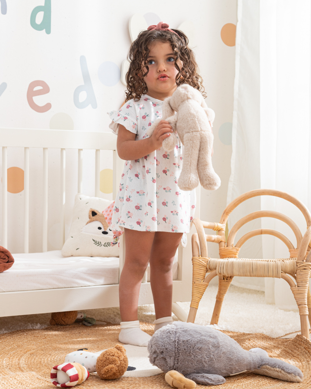 dress pointelle فستان بيبي بناتي مطبوع ورد