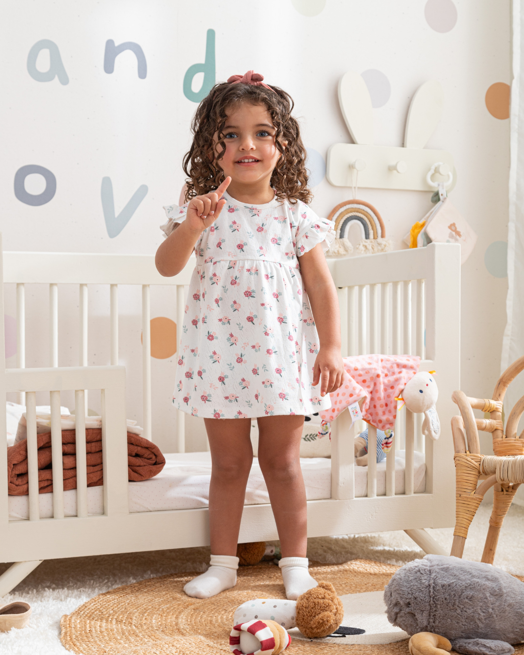 dress pointelle فستان بيبي بناتي مطبوع ورد