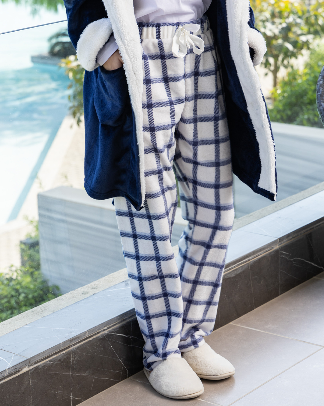 بنطلون حريمي شتوي برباط  كاروهات