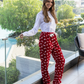 Women's winter trousers with Christmas and stars drawstring