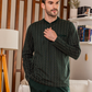 Plain men's pajamas, long-sleeved dyed-printed jacket with a round neck and buttoned collar