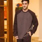 Men's plain wide striped pajamas*, casual striped long sleeve raglan jacket