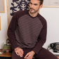 Men's plain wide striped pajamas*, casual striped long sleeve raglan jacket
