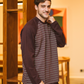 Men's plain wide striped pajamas*, casual striped long sleeve raglan jacket
