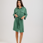 Women's Short Sleeve Shirt with Buttons, Chest Pockets, and Waist Tie