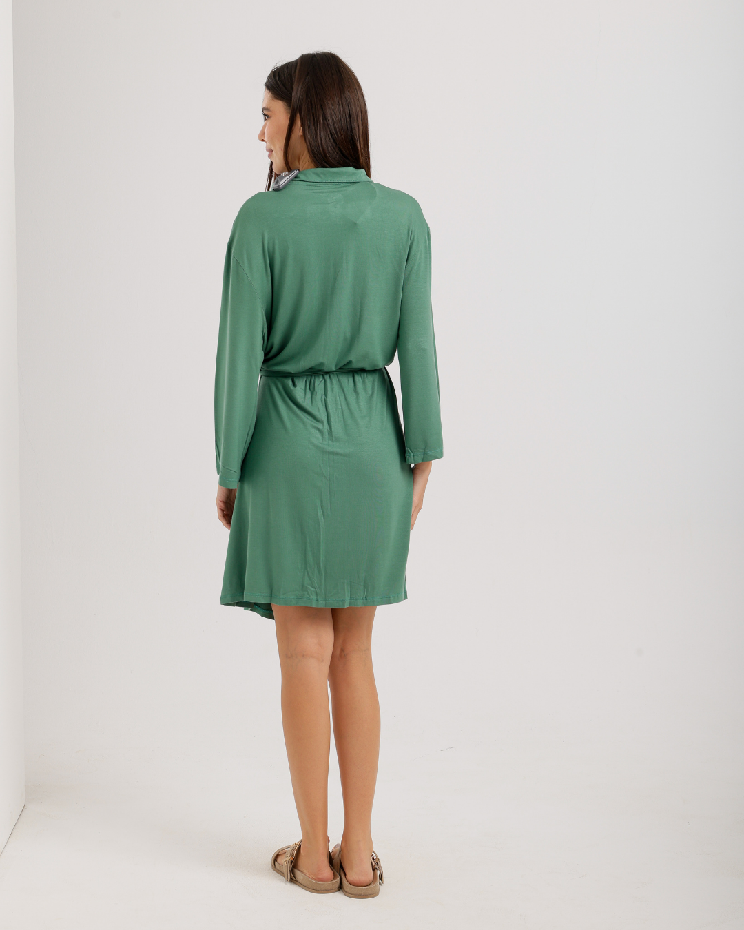 Women's Short Sleeve Shirt with Buttons, Chest Pockets, and Waist Tie