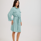Women's Short Sleeve Shirt with Buttons, Chest Pockets, and Waist Tie