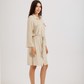 Women's Short Sleeve Shirt with Buttons, Chest Pockets, and Waist Tie