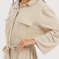 Women's Short Sleeve Shirt with Buttons, Chest Pockets, and Waist Tie