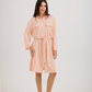 Women's Short Sleeve Shirt with Buttons, Chest Pockets, and Waist Tie