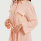Women's Short Sleeve Shirt with Buttons, Chest Pockets, and Waist Tie