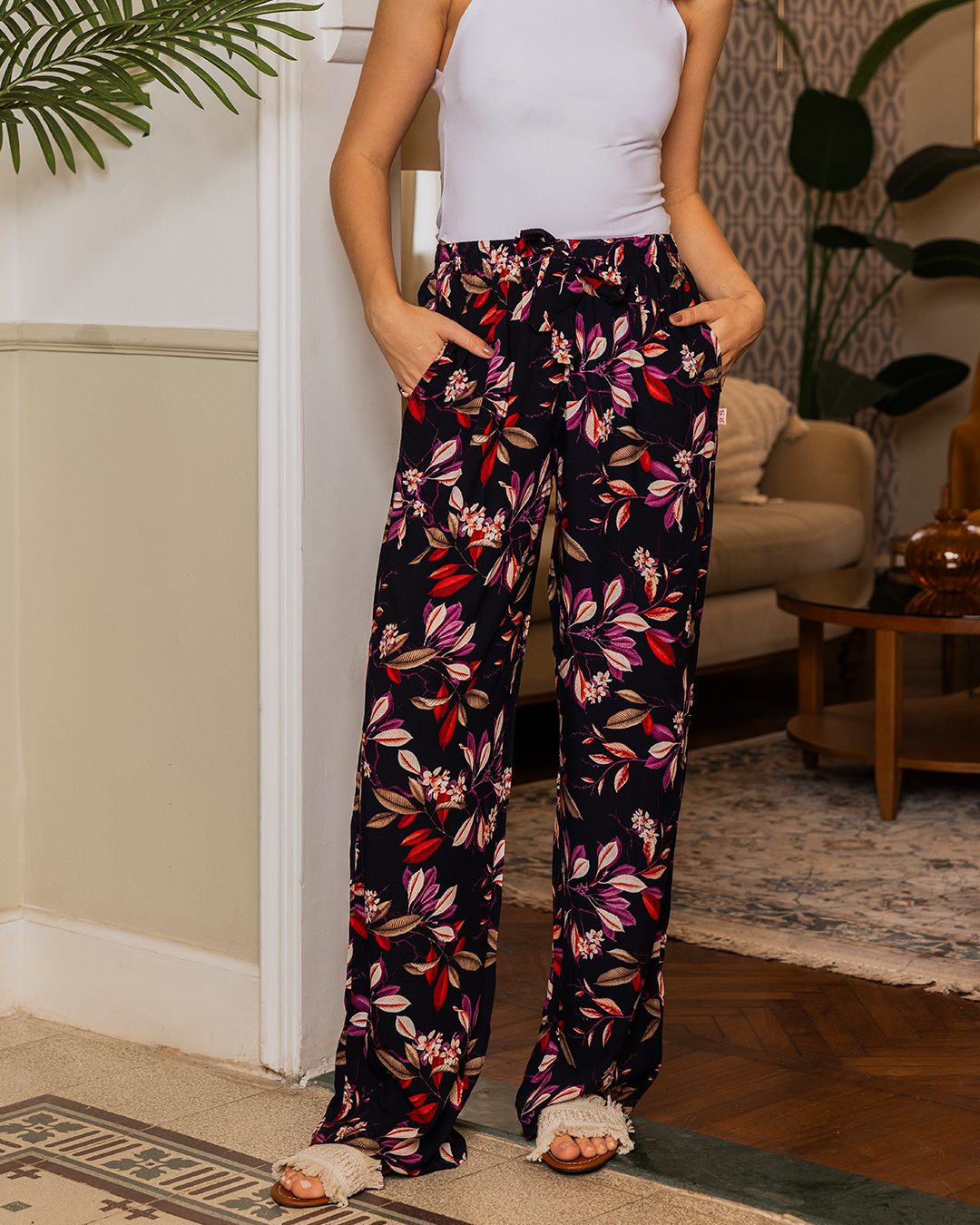 بنطلون فسكوز حريمي مشجر