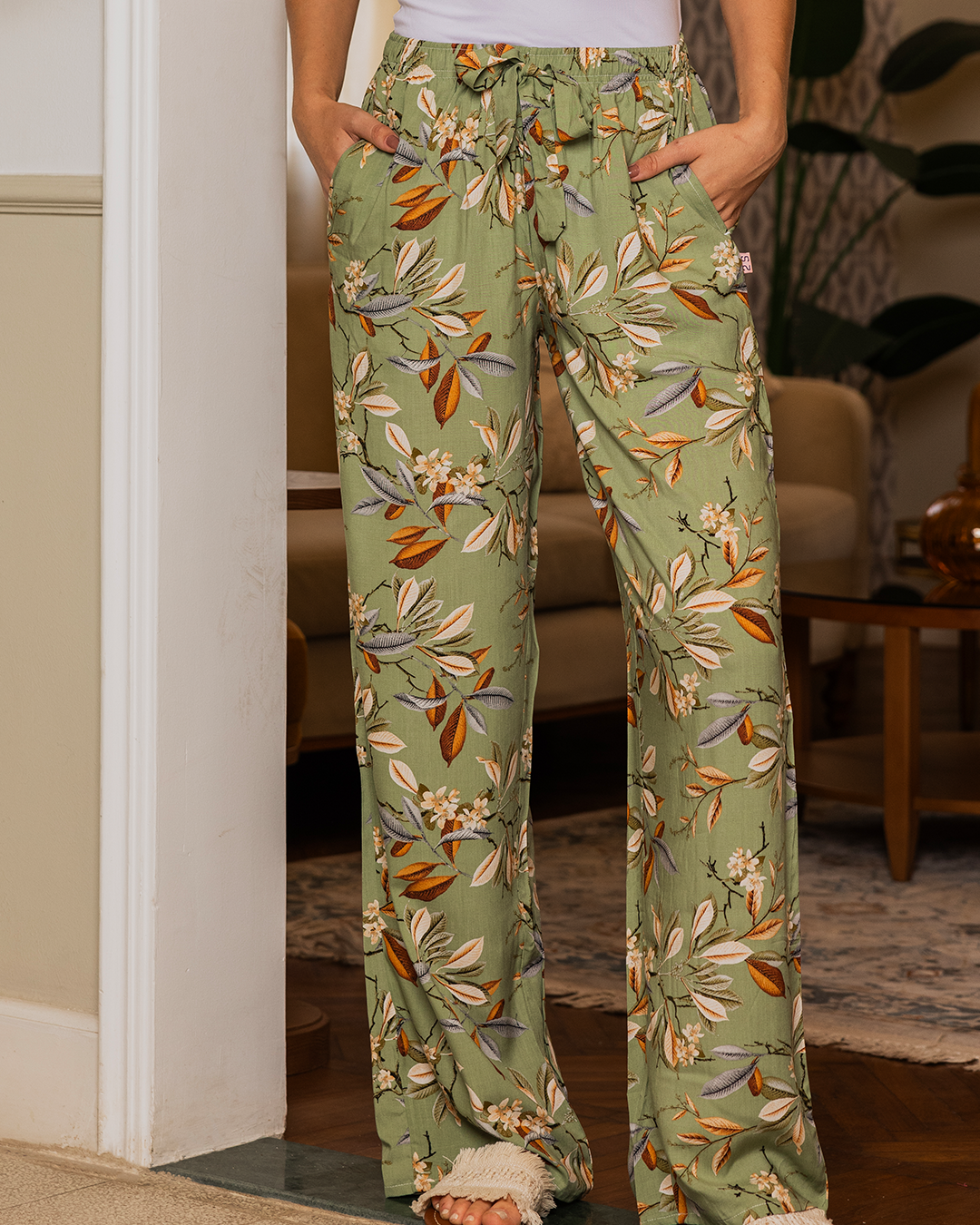 بنطلون فسكوز حريمي مشجر