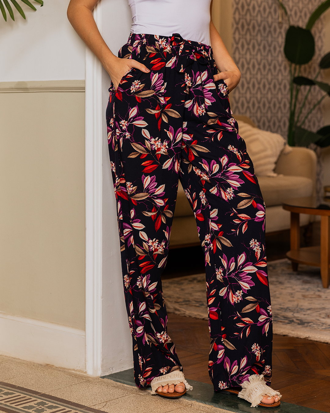 بنطلون فسكوز حريمي مشجر