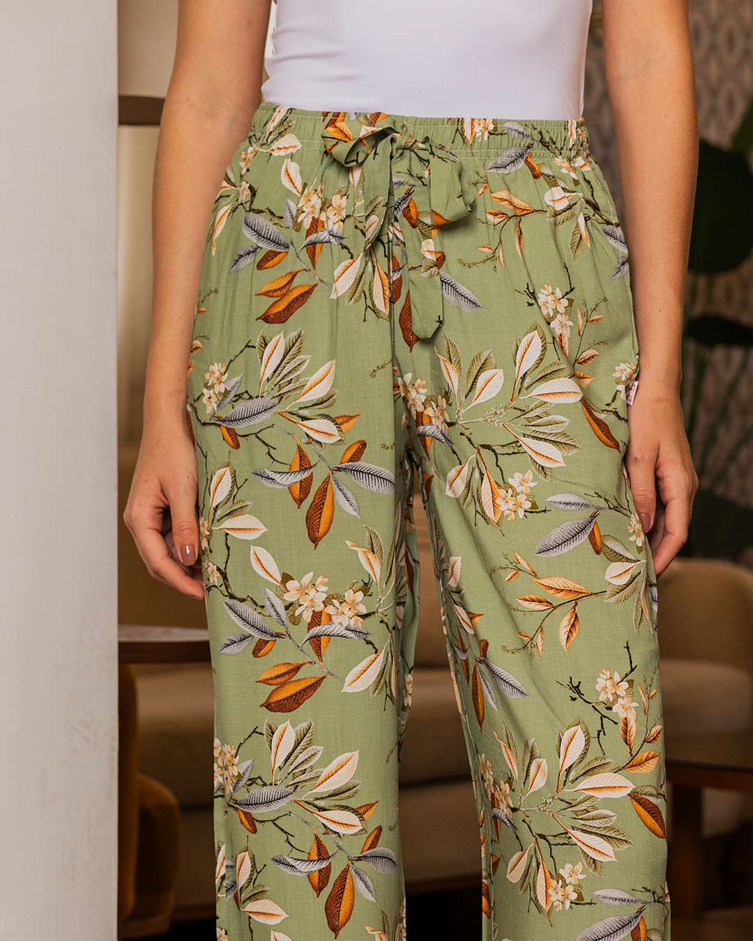 بنطلون فسكوز حريمي مشجر