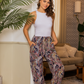 Women's patterned viscose trousers