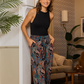 Women's patterned viscose trousers