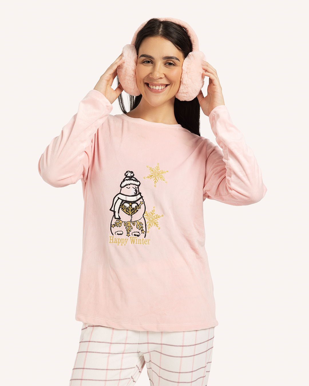 happy winter women's snowman pajamas