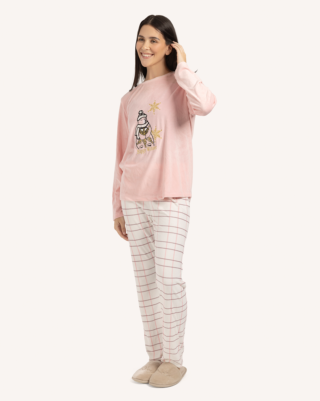 happy winter women's snowman pajamas