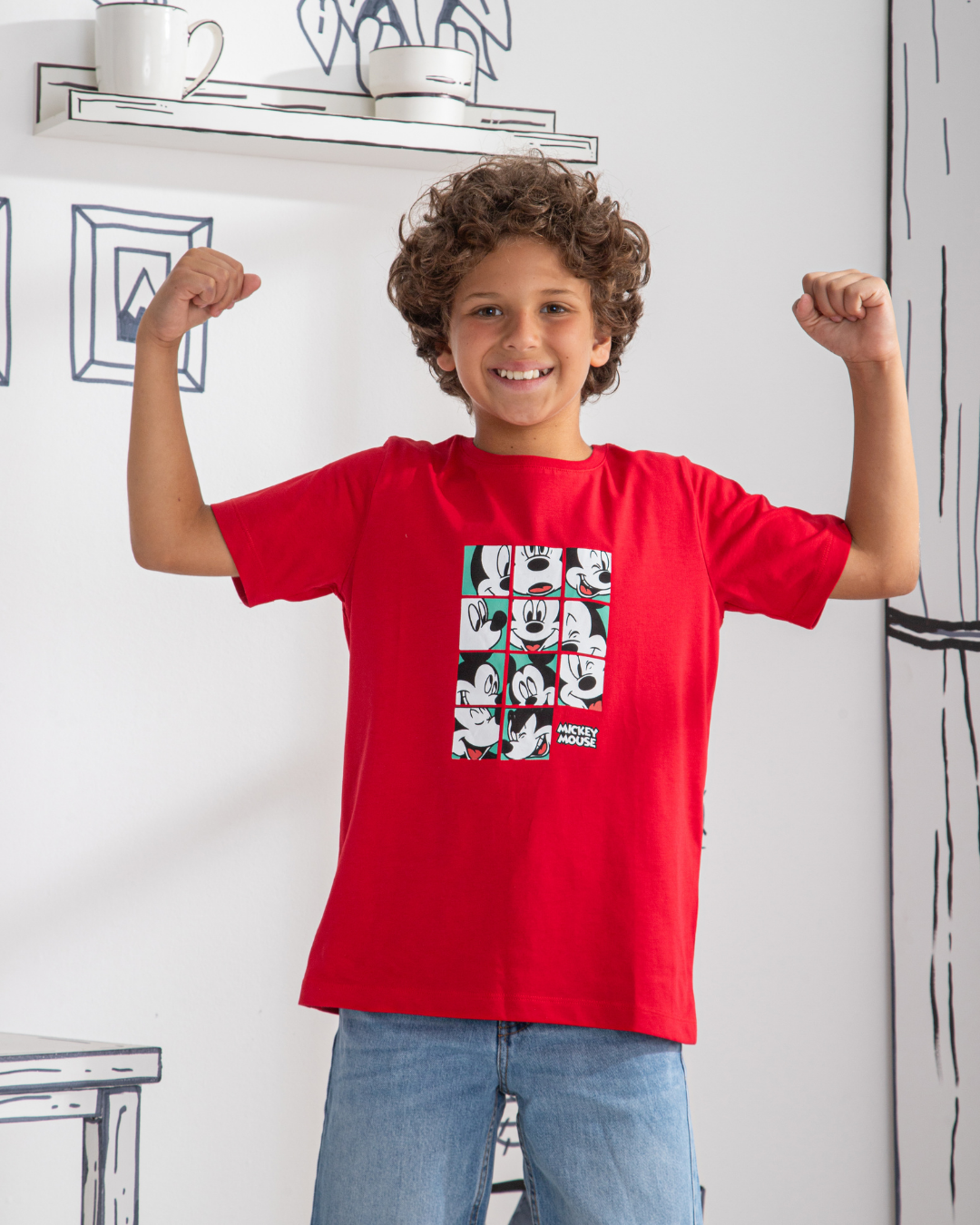 Mickey Mouse تيشرت أولادي نص كم
