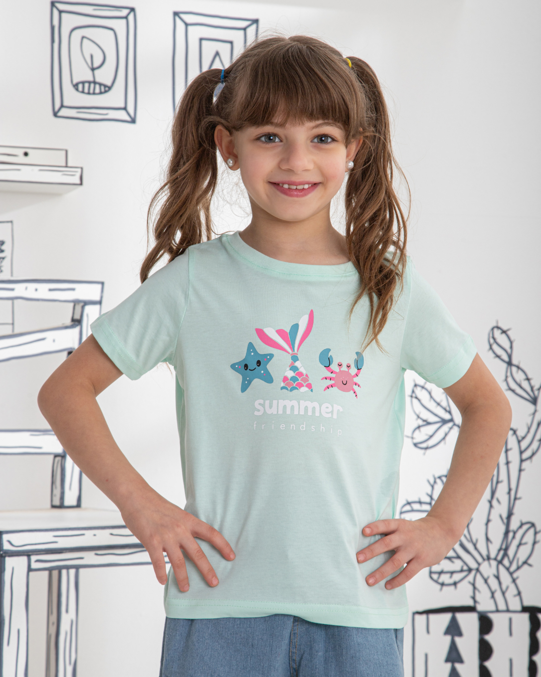 Mermaid تيشرت نص كم بناتي