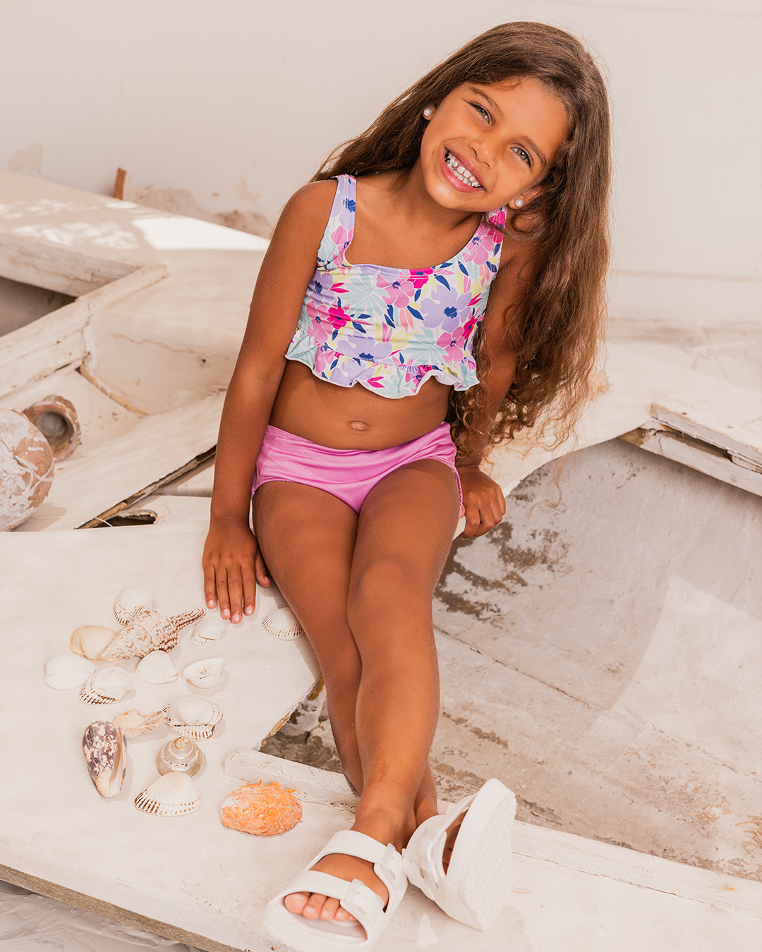 Colorful Flowers مايوه بناتي قطعتين