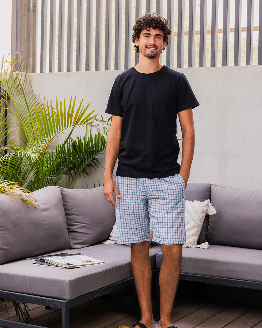 Plaid Pattern بيجاما رجالي شورت