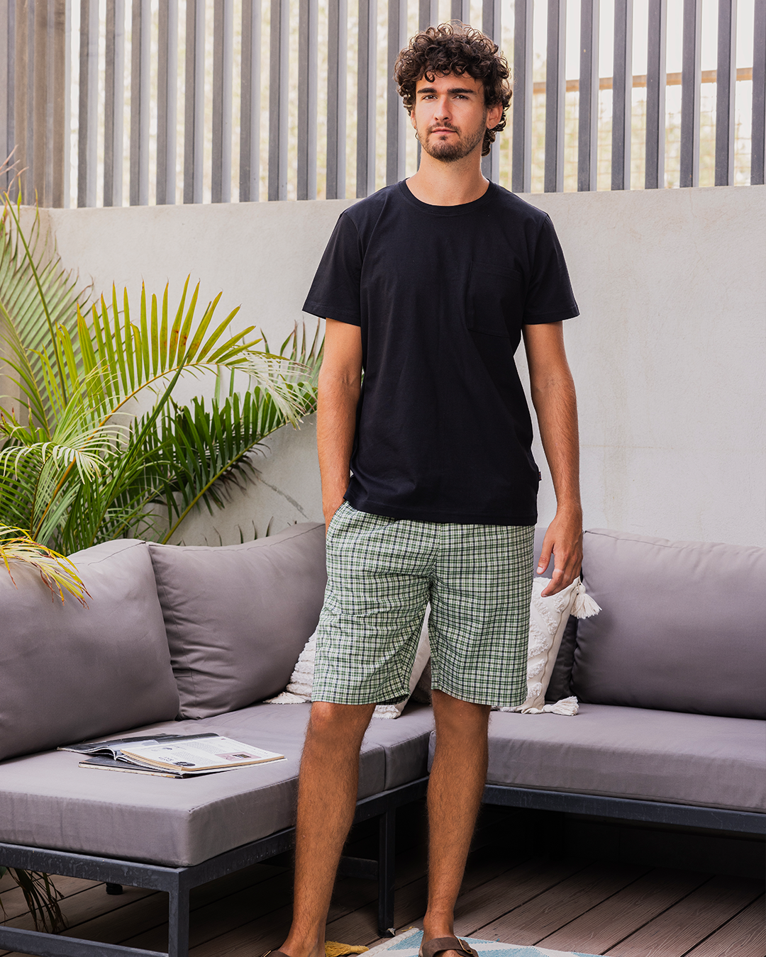 Plaid Pattern بيجاما رجالي شورت