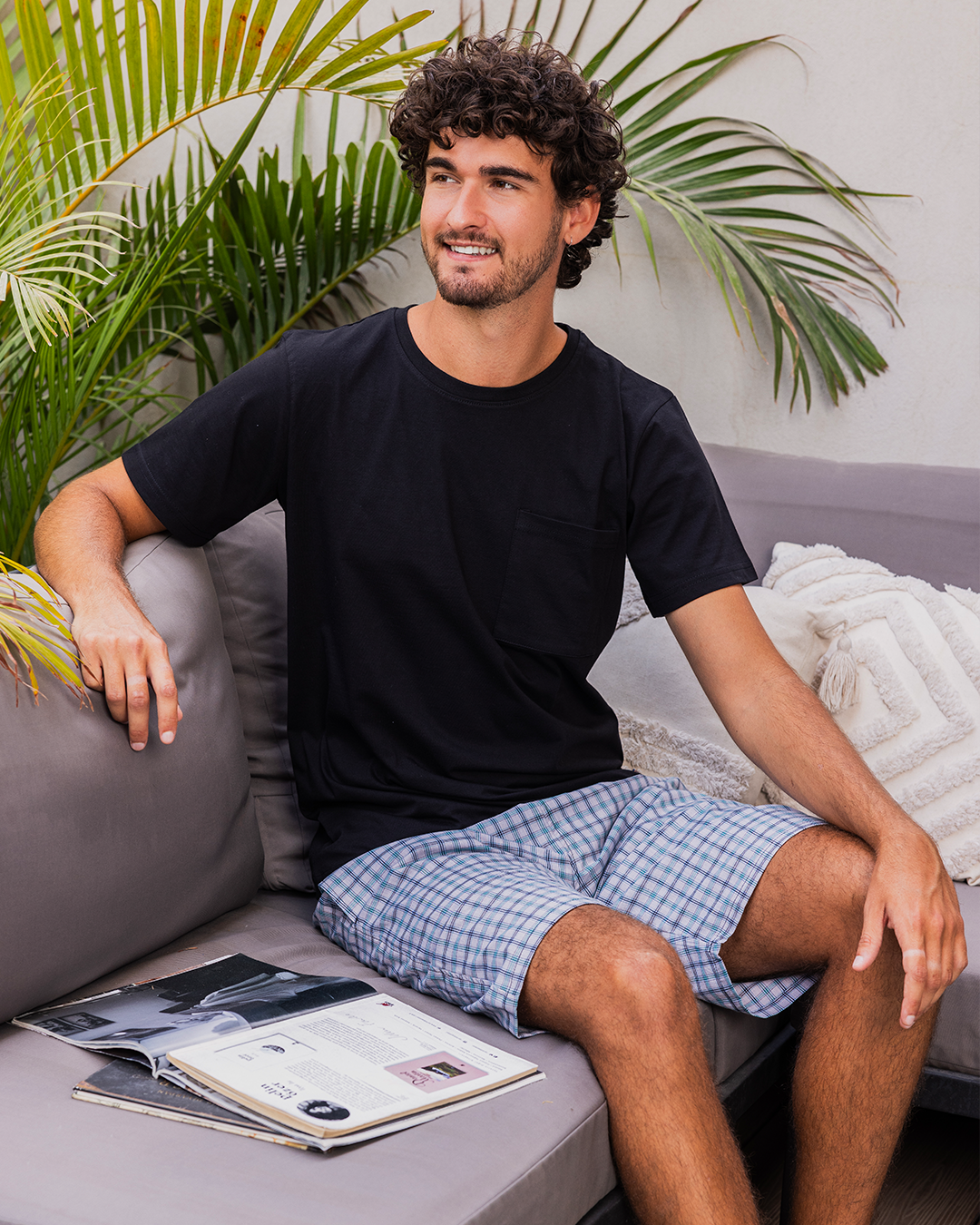 Plaid Pattern بيجاما رجالي شورت