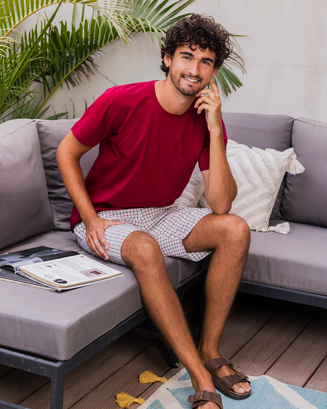 Plaid Pattern بيجاما رجالي شورت