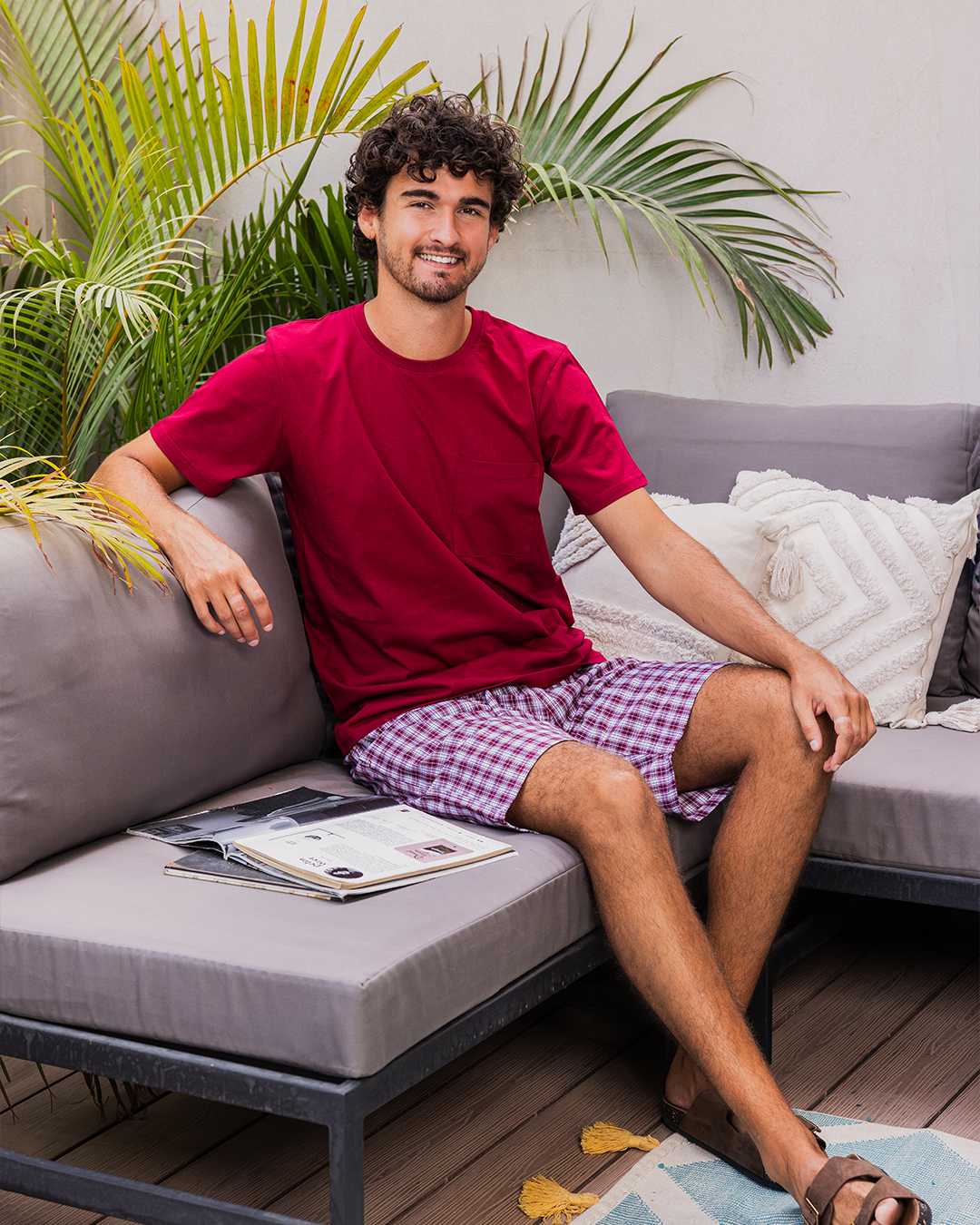 Plaid Pattern بيجاما رجالي شورت