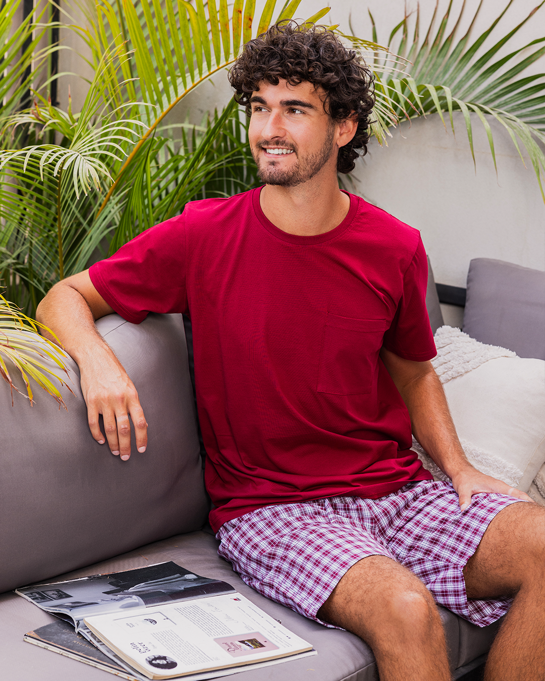 Plaid Pattern بيجاما رجالي شورت