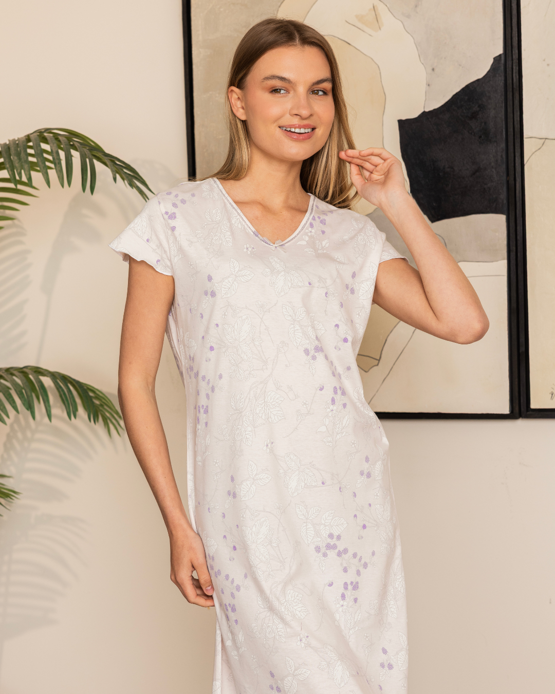 نايت شيرت حريمي نص كم قصير بفيونكة