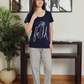 Women's half-sleeve pajamas with palm print