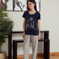 Women's half-sleeve pajamas with palm print