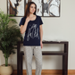Women's half-sleeve pajamas with palm print