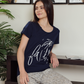 Women's half-sleeve pajamas with palm print