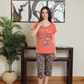 Women's half-sleeve pajamas and patterned shorts