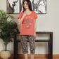 Women's half-sleeve pajamas and patterned shorts